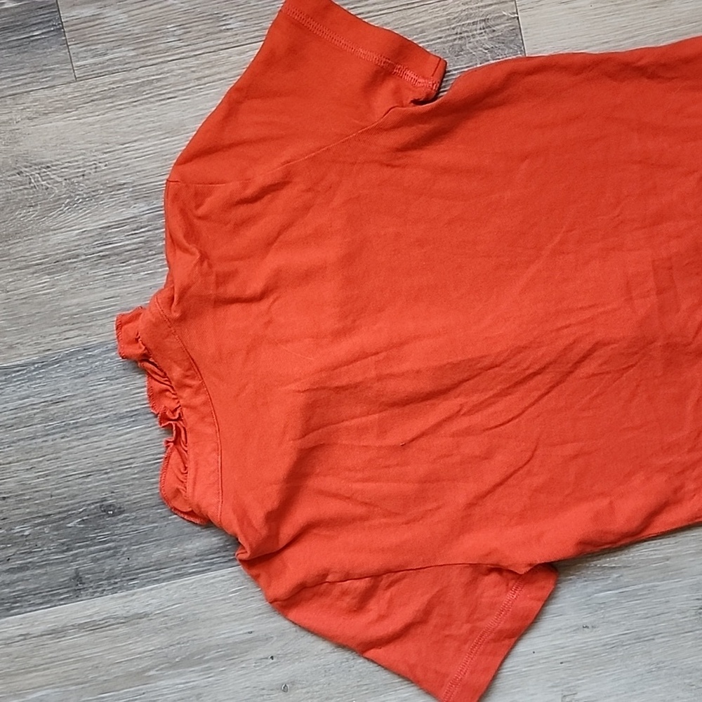 Tory Burch Orange Ruffled Button-Down Shirt - Picture 11 of 12